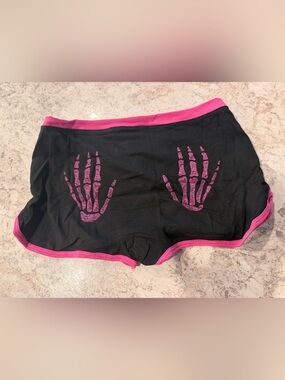 VS PINK Cotton Dorm Boyshort Panty Skeleton Hands NWT Medium